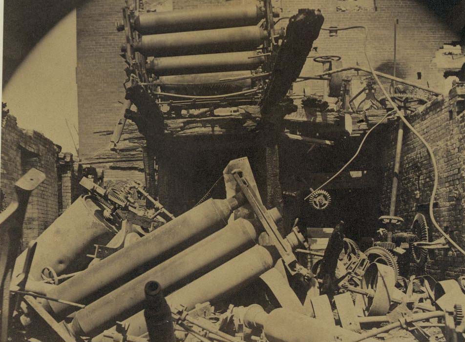 #146 Ruins of paper mill and railroad bridge, Richmond, 1865