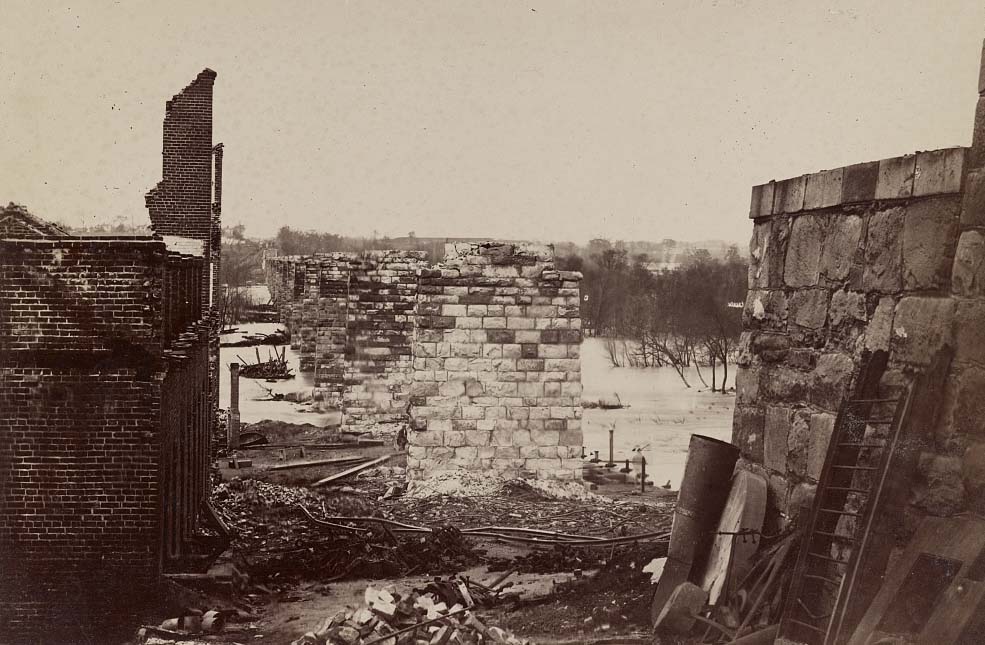 #12 Ruins of Richmond and Petersburg Railroad Bridge, James River, Richmond, 1864