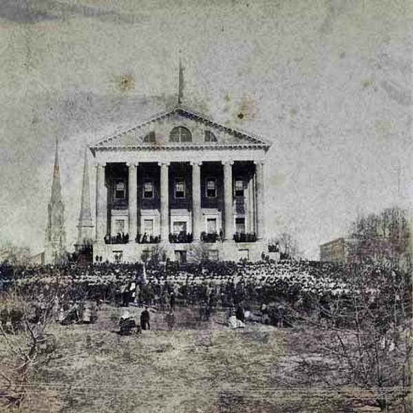 #24 A crowd gathered for the Confederate Celebration at the Virginia State Capitol celebrating the victory at the first battle of Manassas, 1861