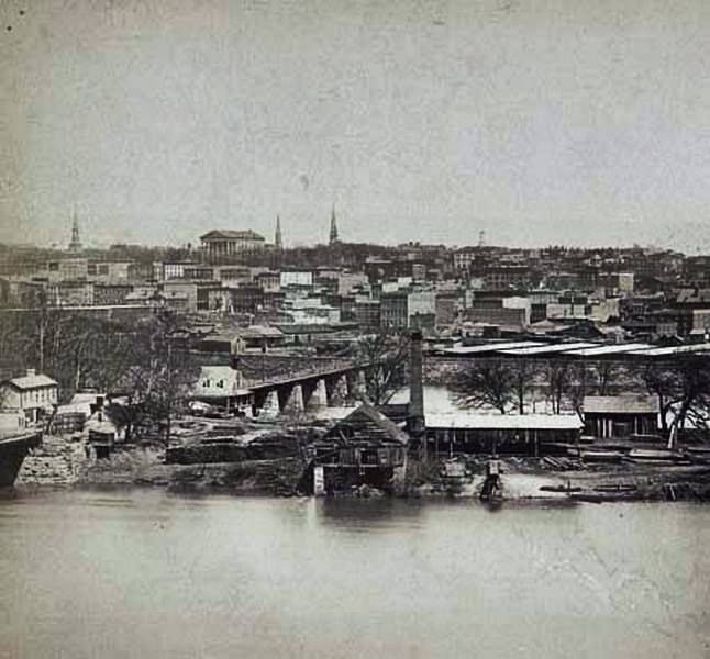#58 An aerial view of Richmond before the evacuation of the Confederates in 1865.