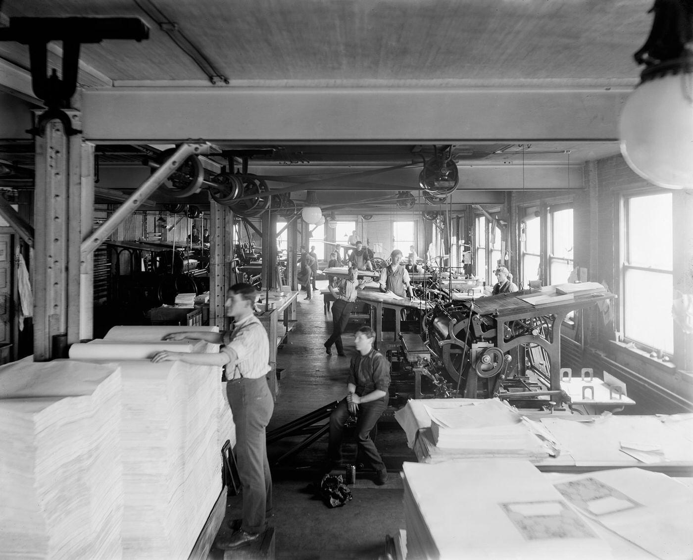 #107 Workers in Press room, Richmond & Backus Company Print Shop, 1902