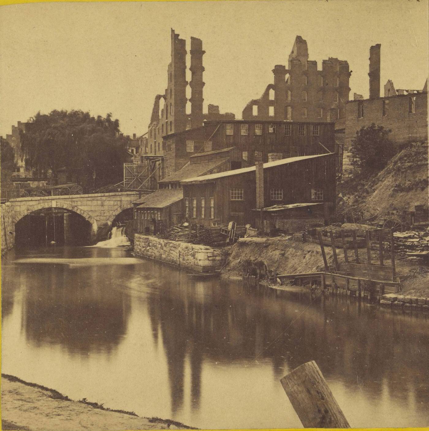#111 View on the Lynchburgh Canal, near the Haxall Flour Mills, Richmond, 1900