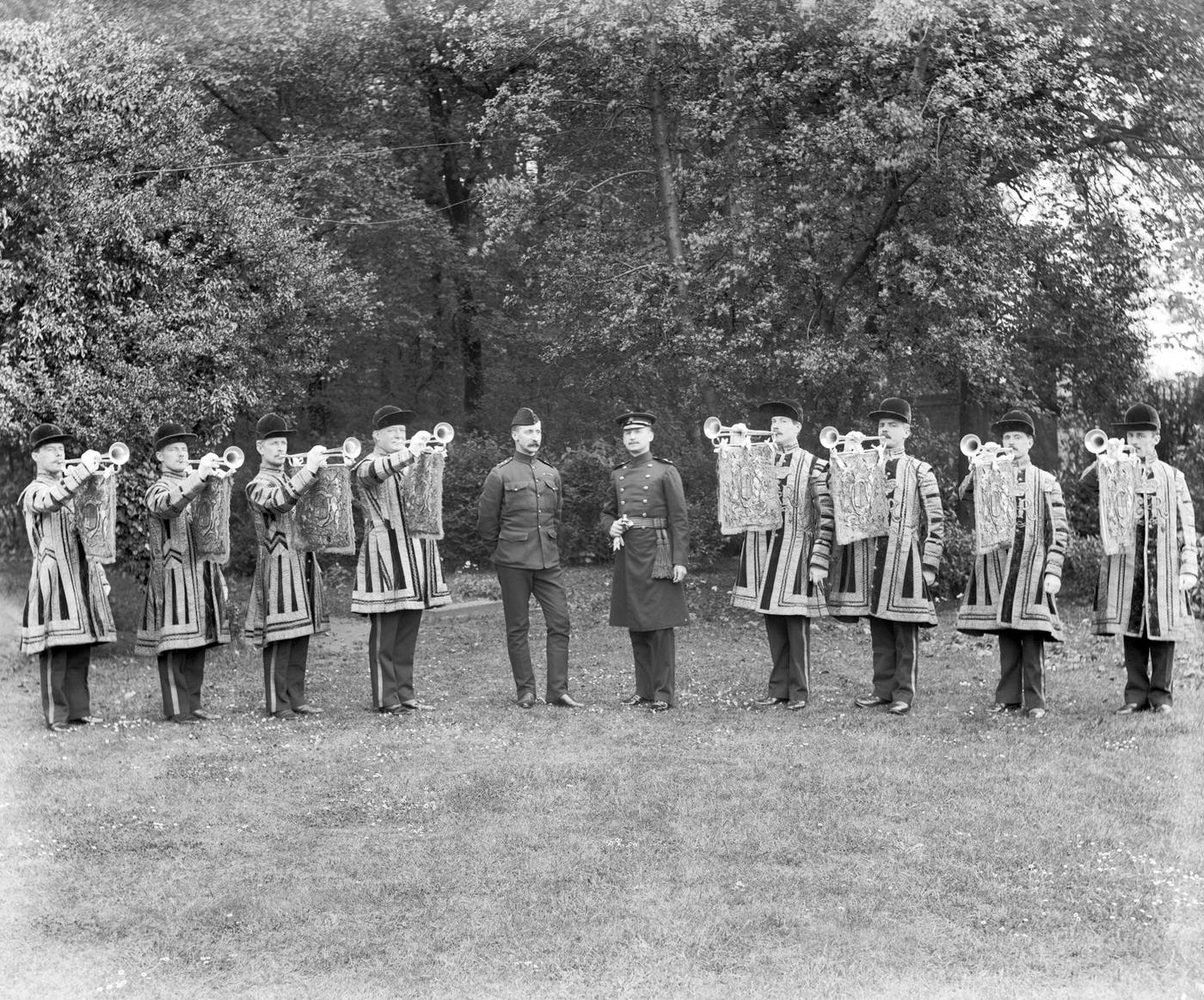 #132 Coronation trumpeters at the Royal Military School of Music at Kneller Hall, Twickenham, 1905