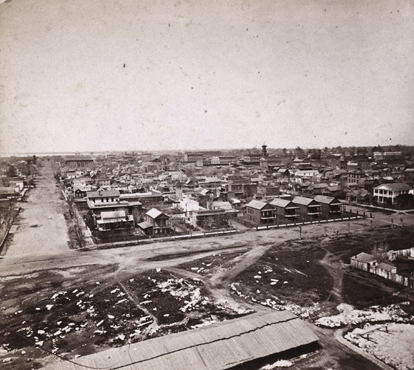 #164 Sacramento City from the new Capitol Building, Looking Northwest–the River in the distance, 1860s