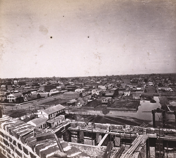 #165 Sacramento City from the new Capitol Building, Looking North–Ninth Street at the right, 1860s