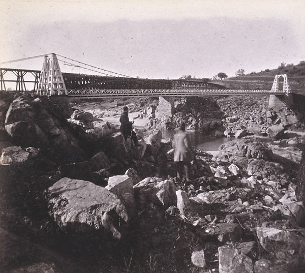 #170 The Suspension and Railroad Bridge over the American River, at Folsom, Sacramento, 1860