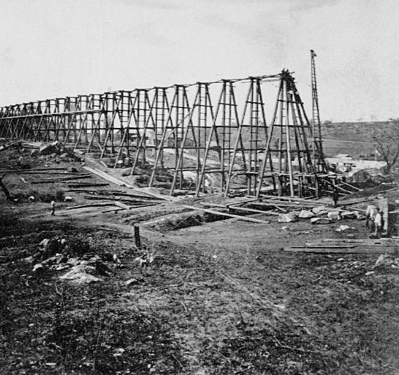 #47 Building Trestle at New Castle, Placer County.1860s,