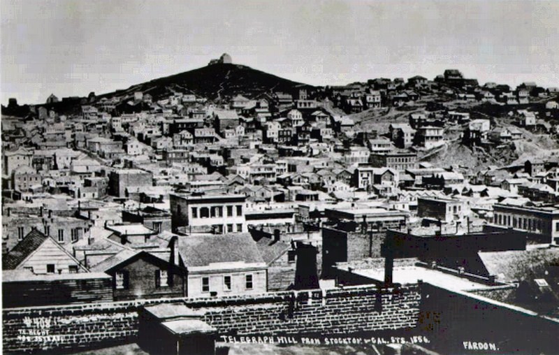 #35 Telegraph Hill from Stockton& Cal. Sts, 1856