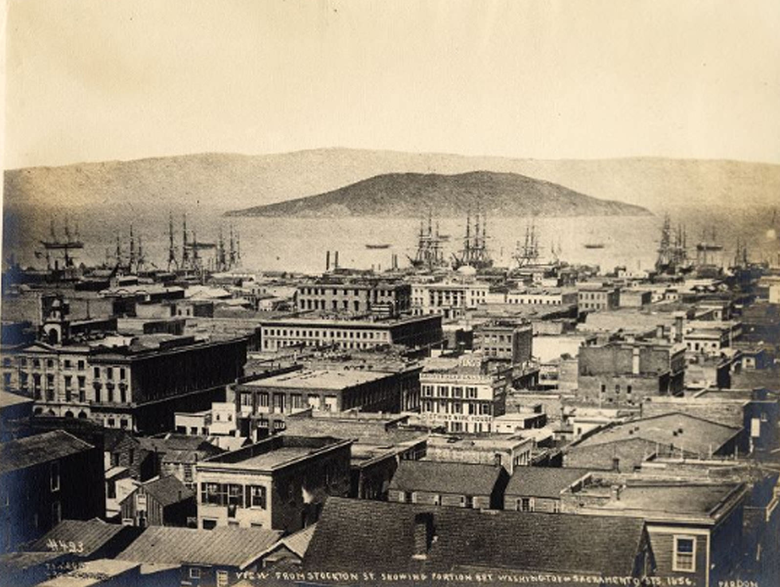 #37 View from Stockton St. showing portion bet. Washington + Sacramento sts, 1856