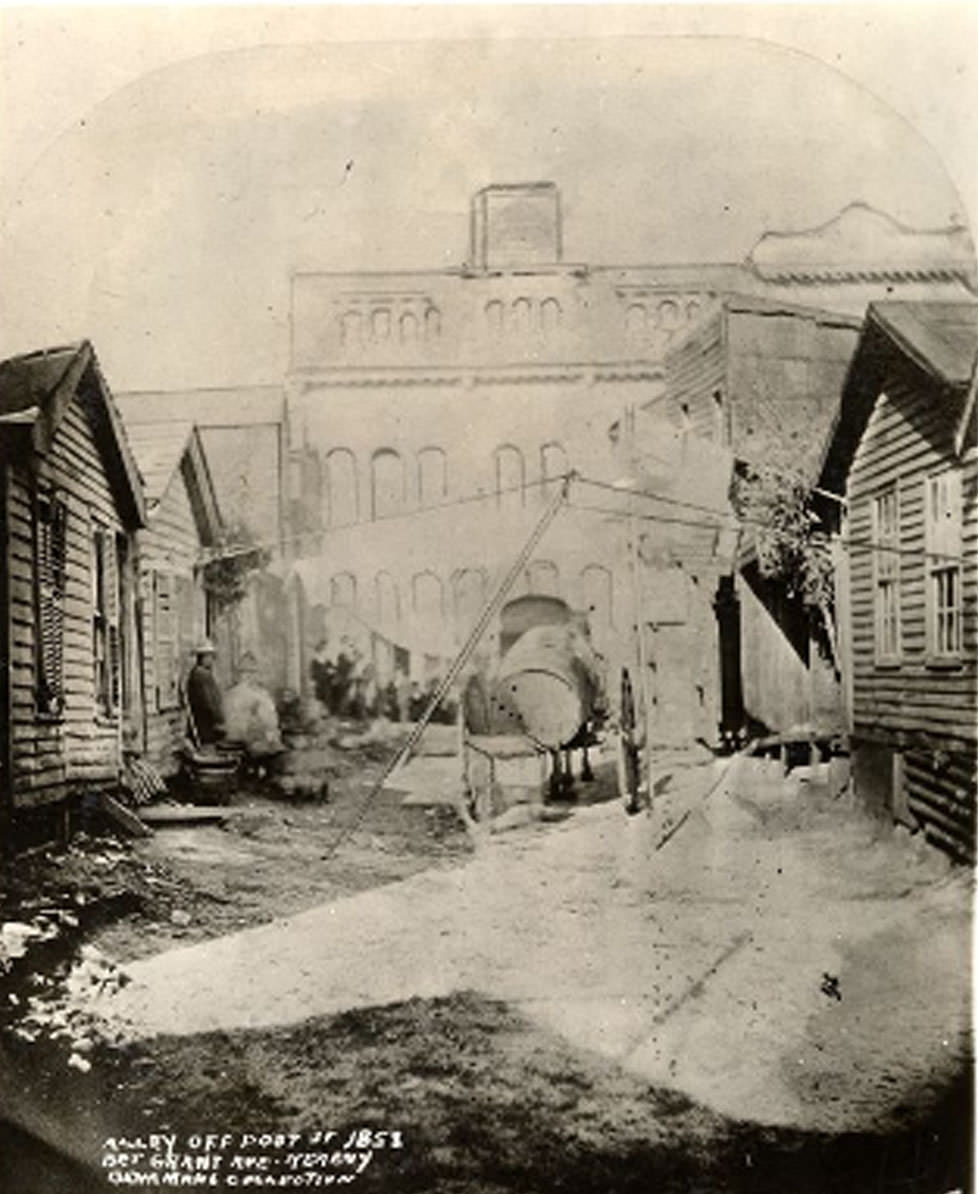 #43 Alley Off Post Street, between Grant Avenue and Kearny Street, 1858
