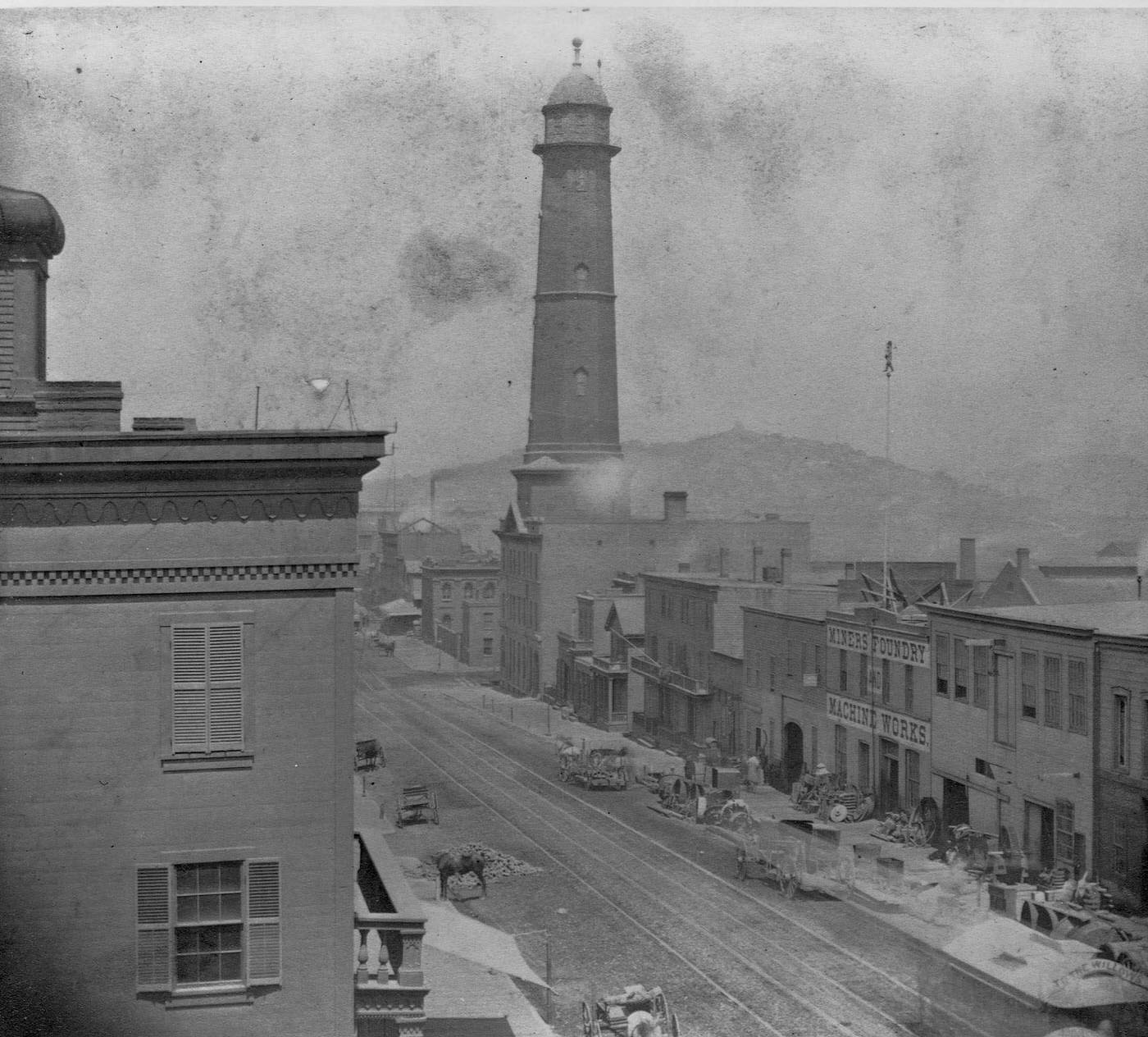 #63 Shot Tower and the Miners Foundry in San Francisco, 1850s