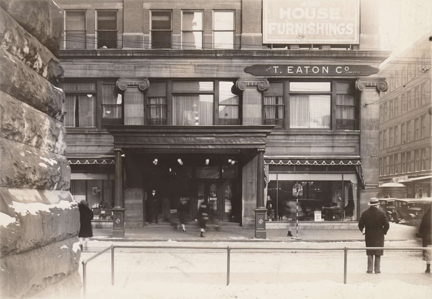 #151 Looking east across James St. to Eaton’s Queen St. department store from the front lawn of Old City Hall, 1930