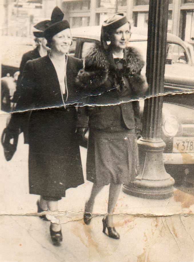 #10 Polly Page and Martie Clark Ireland on Yonge Street, 1934