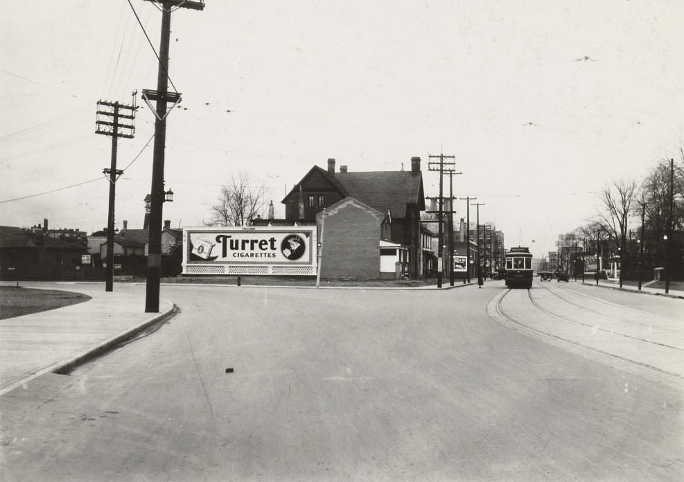#125 Davenport looking south. Yorkville fire hall peering behind the pole on the left, 1934