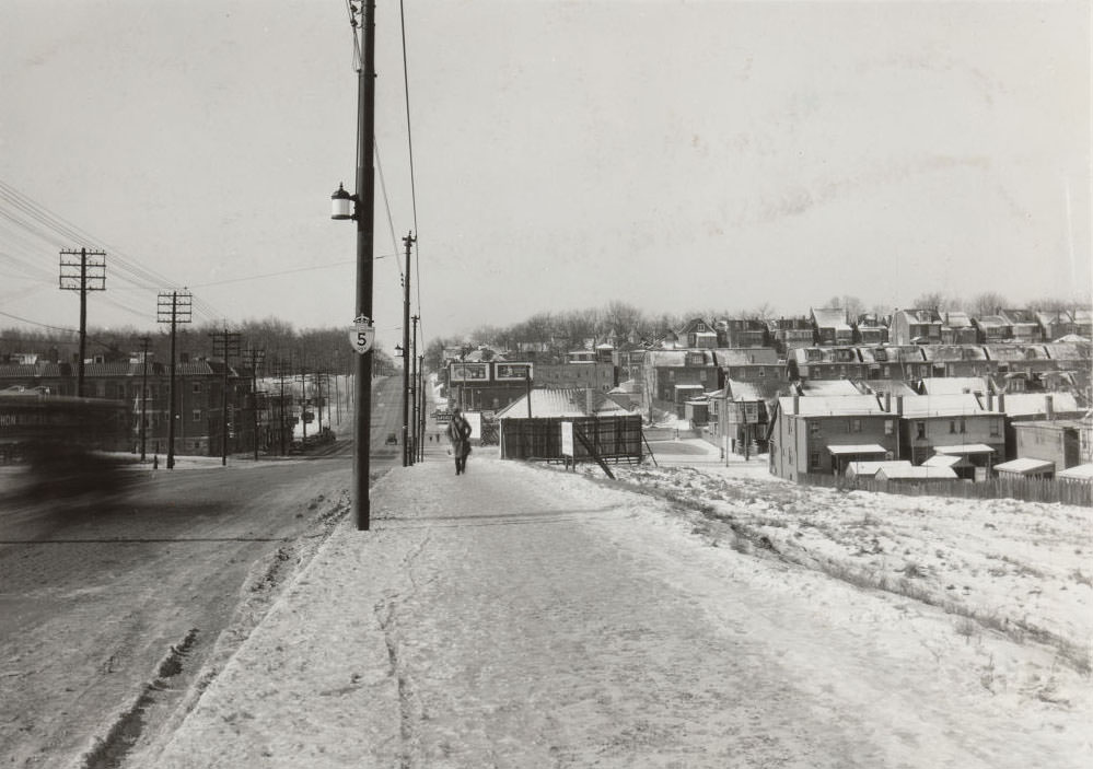 #148 Bloor looking west towards Keele – Lot of the houses on the right were torn down when the subway went through especially on Keele, 1933
