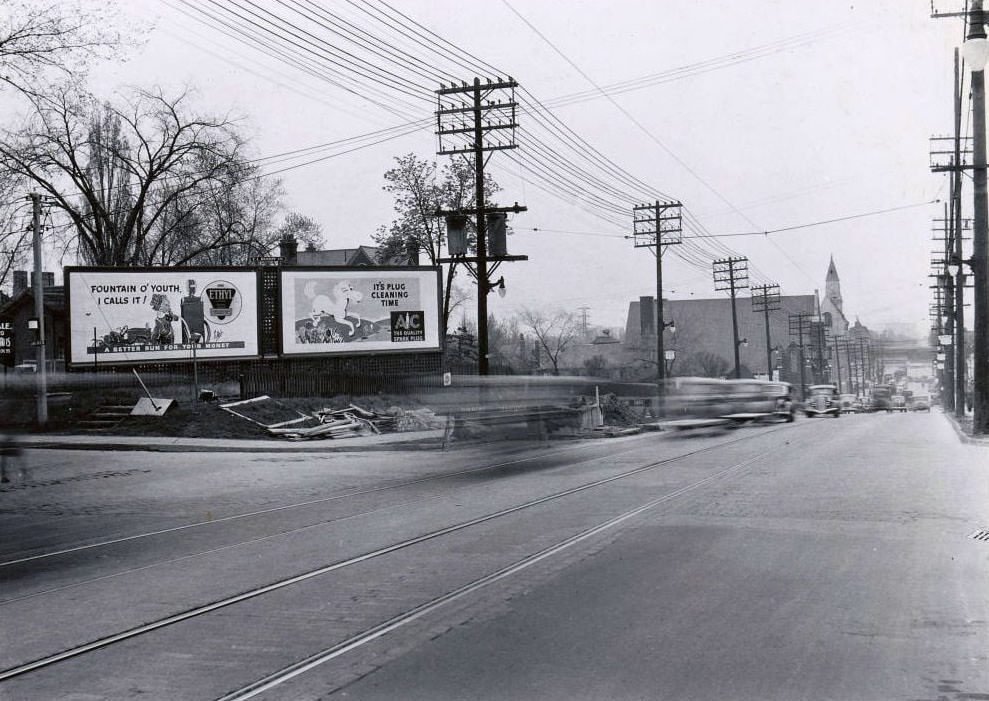 #7 Yonge Street and Jackes Avenue looking southeast, 1936