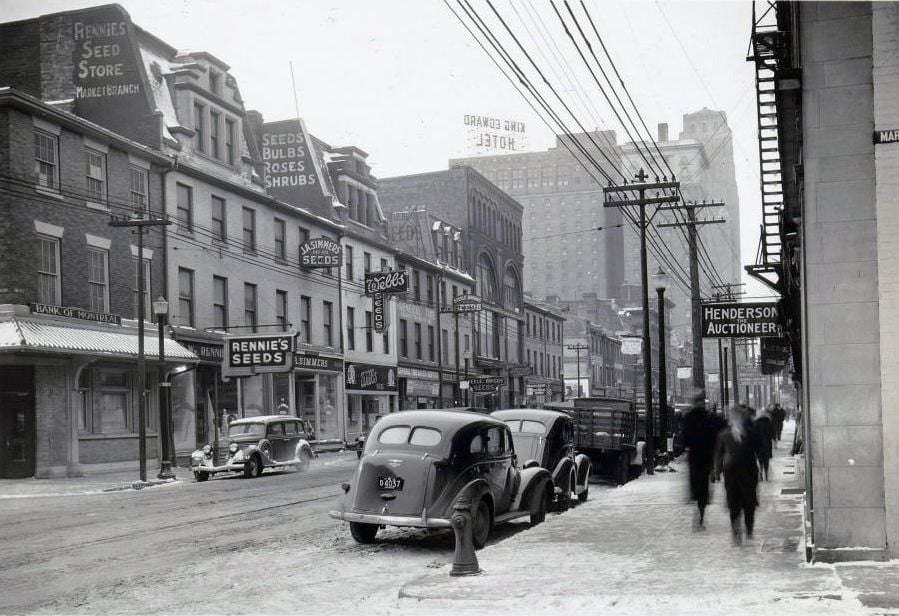 #90 King Street East looking west towards the King Edward Hotel, 1939