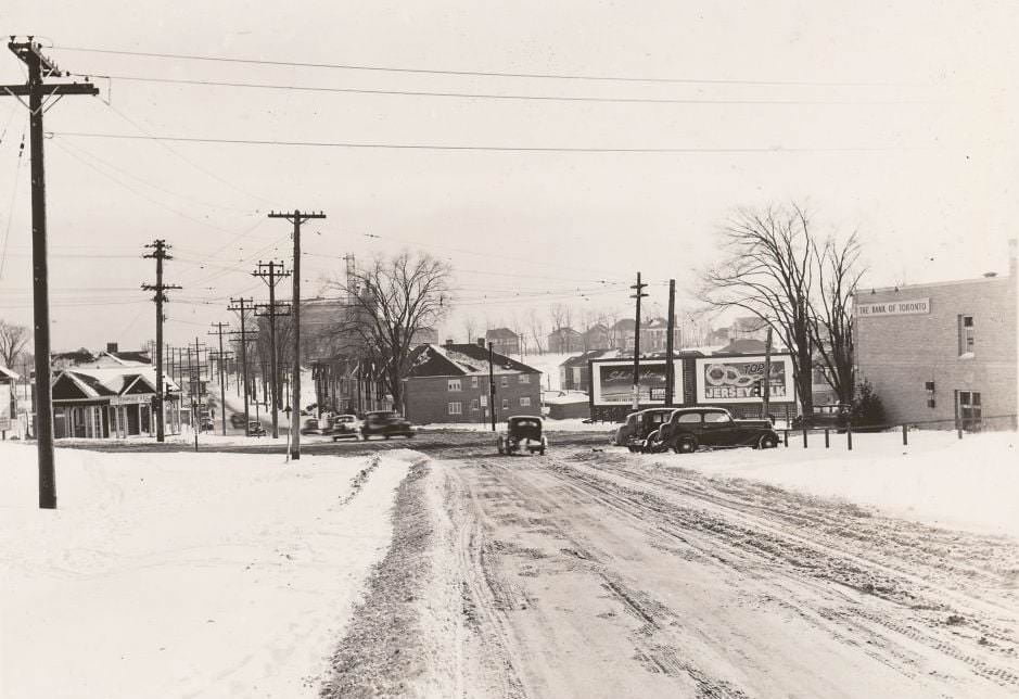 #145 View is looking south on Bathurst Street, across Eglinton Avenue West, 1937