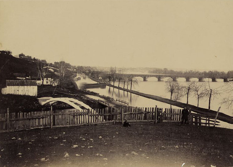 #13 Aqueduct Bridge, Georgetown, D.C., looking toward Washington, 1865