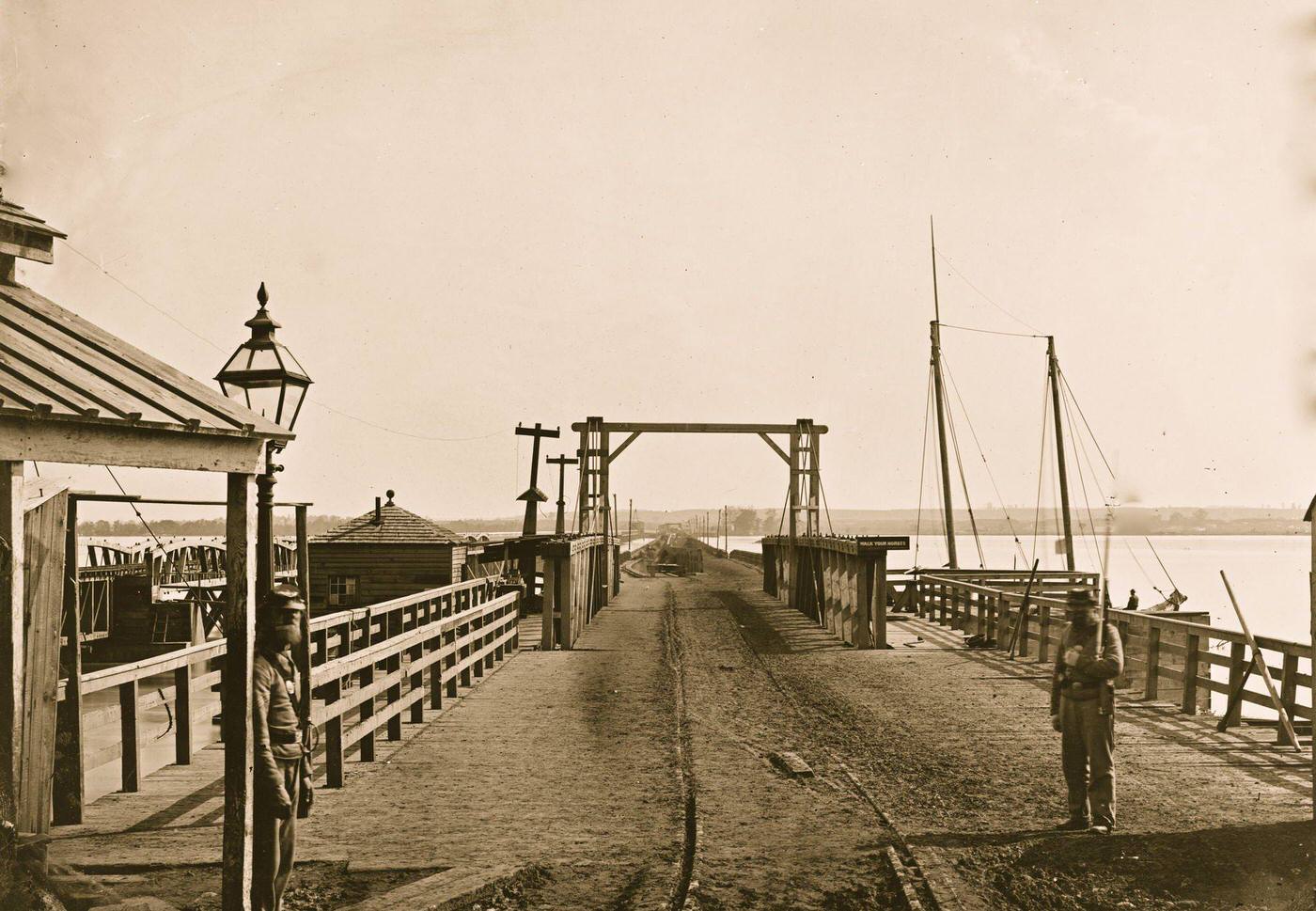 #107 Washington, D.C. The Long Bridge over the Potomac seen from the city, 1865
