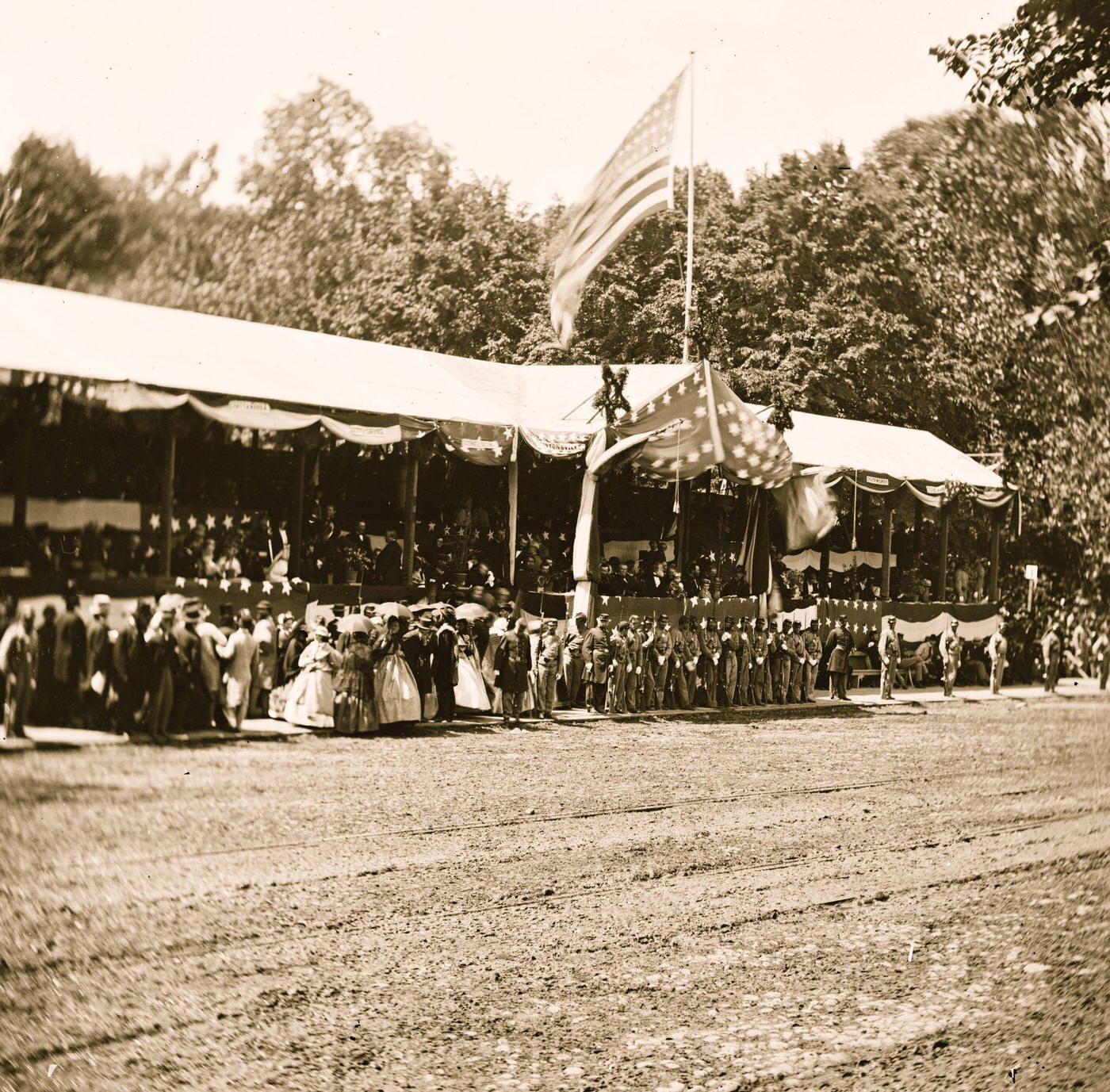 #110 The grand review of the Army. Presidential reviewing stand, Washington, D.C., 1865