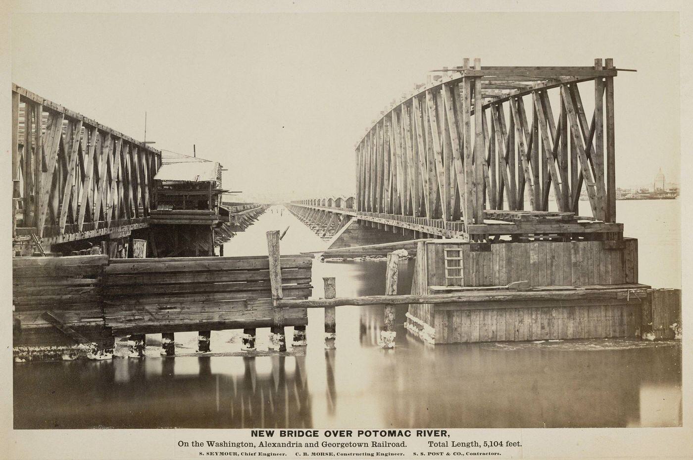 #126 New Bridge over Potomac River. On the Washington, Alexandria and Georgetown Railroad, 1864