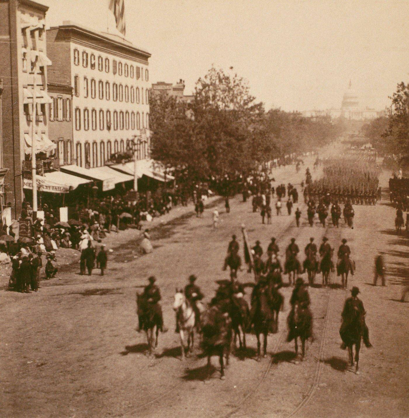 #146 Major General A.A. Humphreys leads the Second Corps during a victory parade in Washington, D.C., on May 23, 1865.