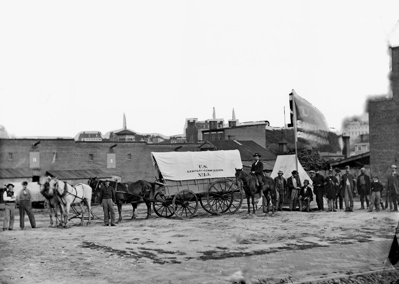 #175 Field relief wagons and workers of the US Sanitary Commission, Washington, D.C., 1865