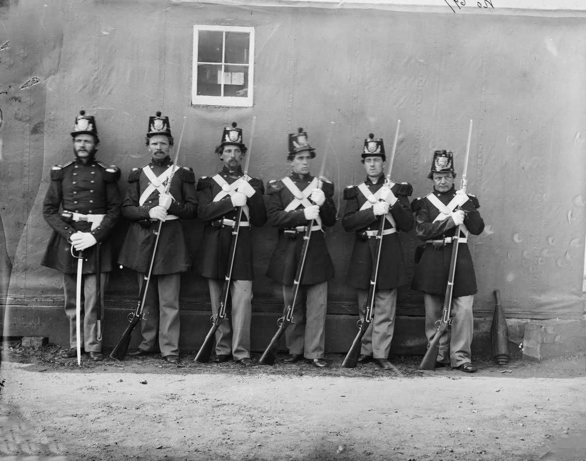 #21 Washington, D.C. Six marines with fixed bayonets at the Navy Yard, 1864