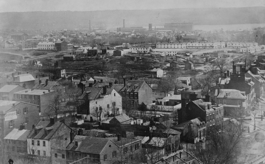 #29 Washington, D.C. from the Capitol, looking southeast. Southeast view with New Jersey Ave. on the right and A Street and B Street (i.e., Independence Ave.), 1863