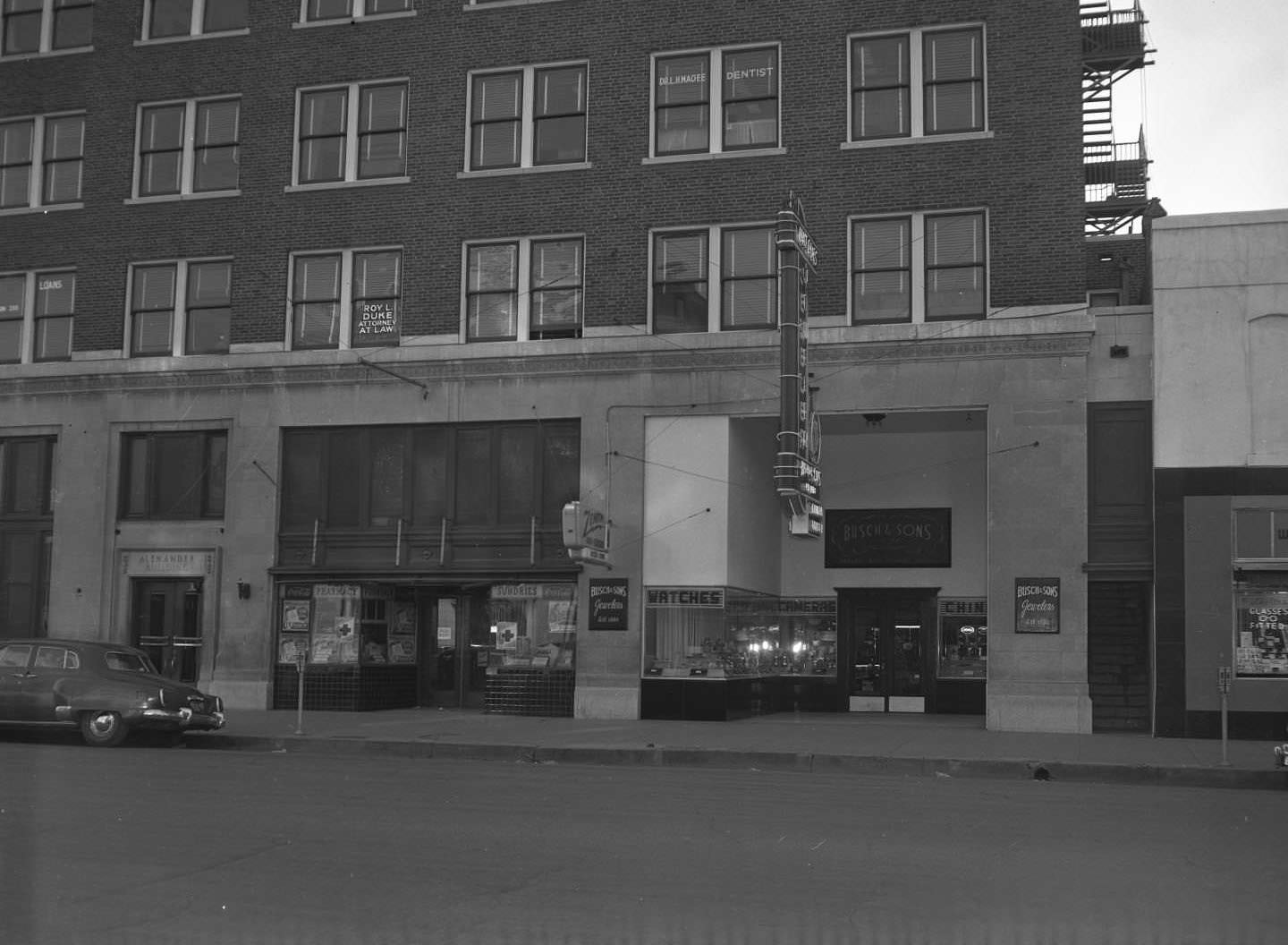 #52 The Busch and Sons jewelry store, taken from across the street, 1955