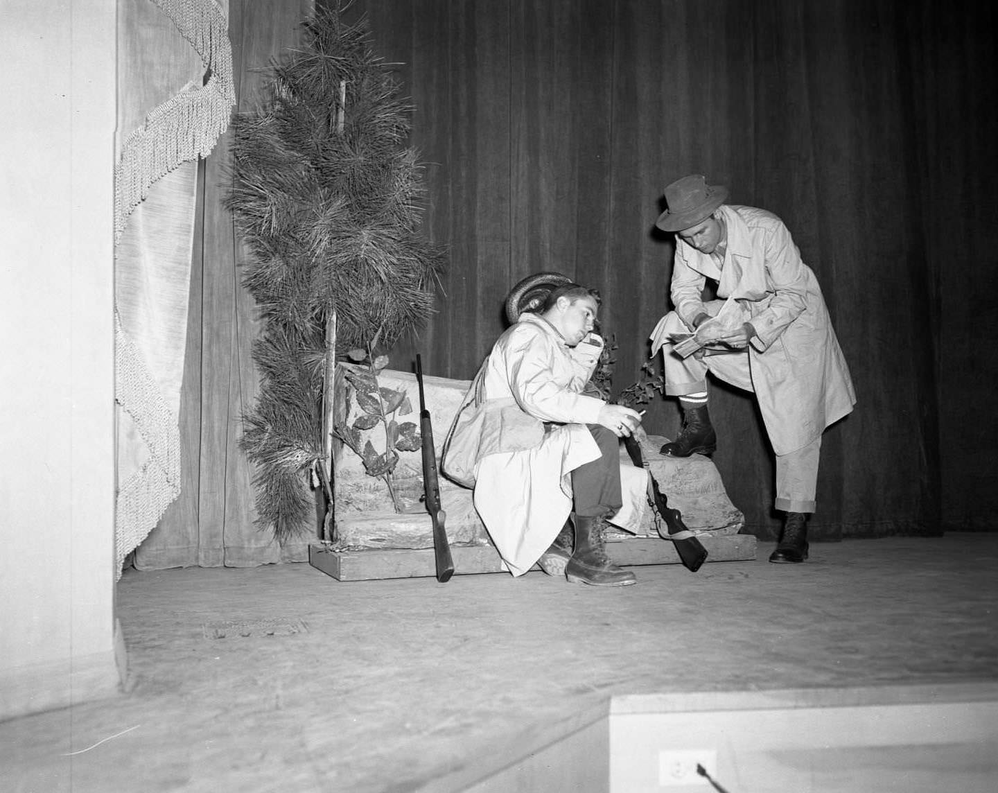 #15 Two students in costumes for a play at Abilene High School, 1958.