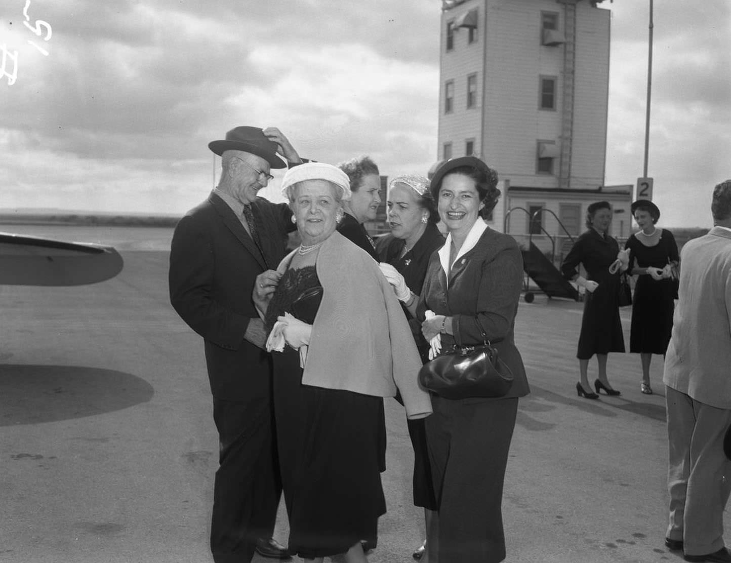 #30 Lady Bird Johnson and other people at the Democratic Convention at Abilene Municipal Airport, 1956