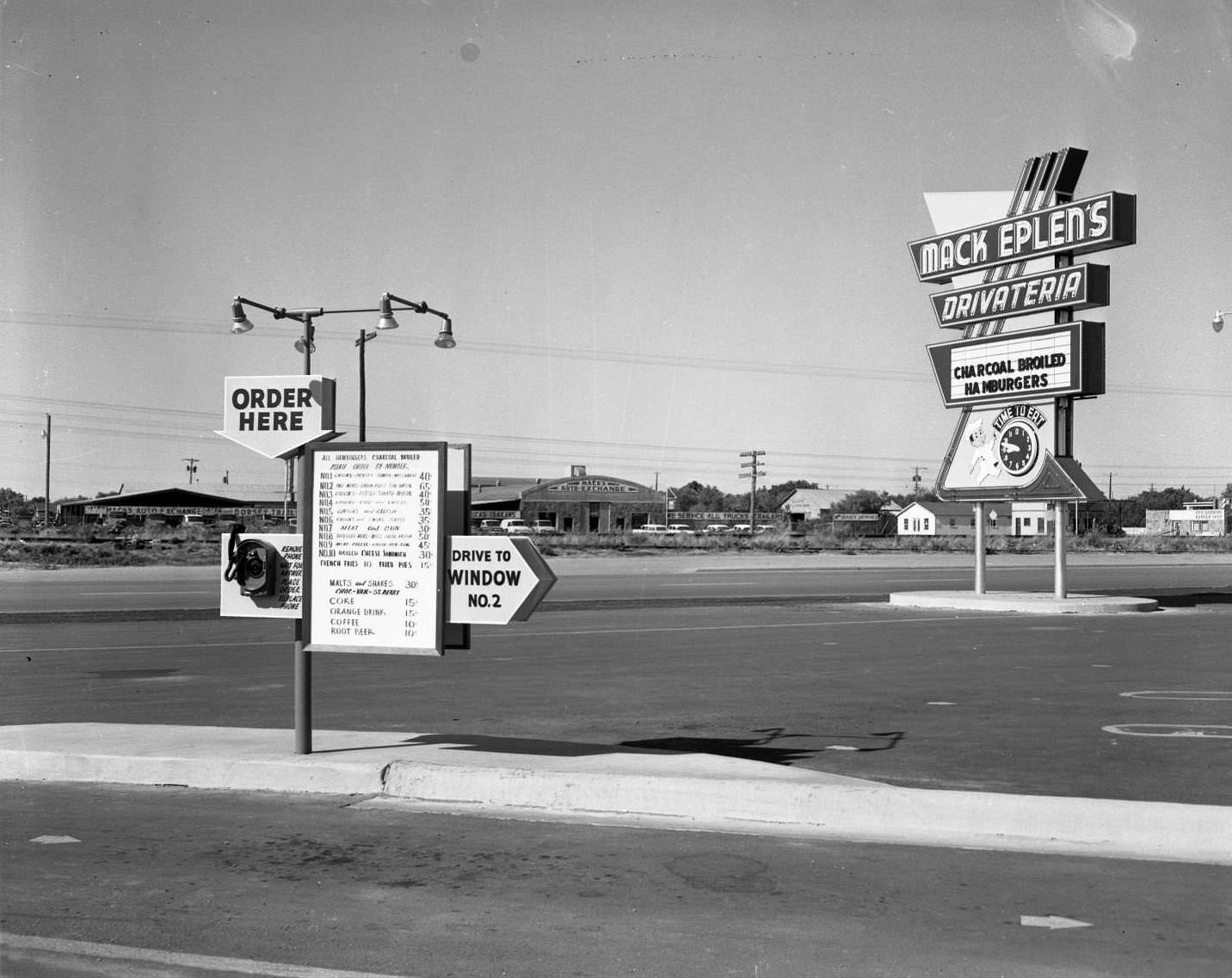 #12 Mack Eplen’s Drivateria on N. 1st St. in Abilene, 1956