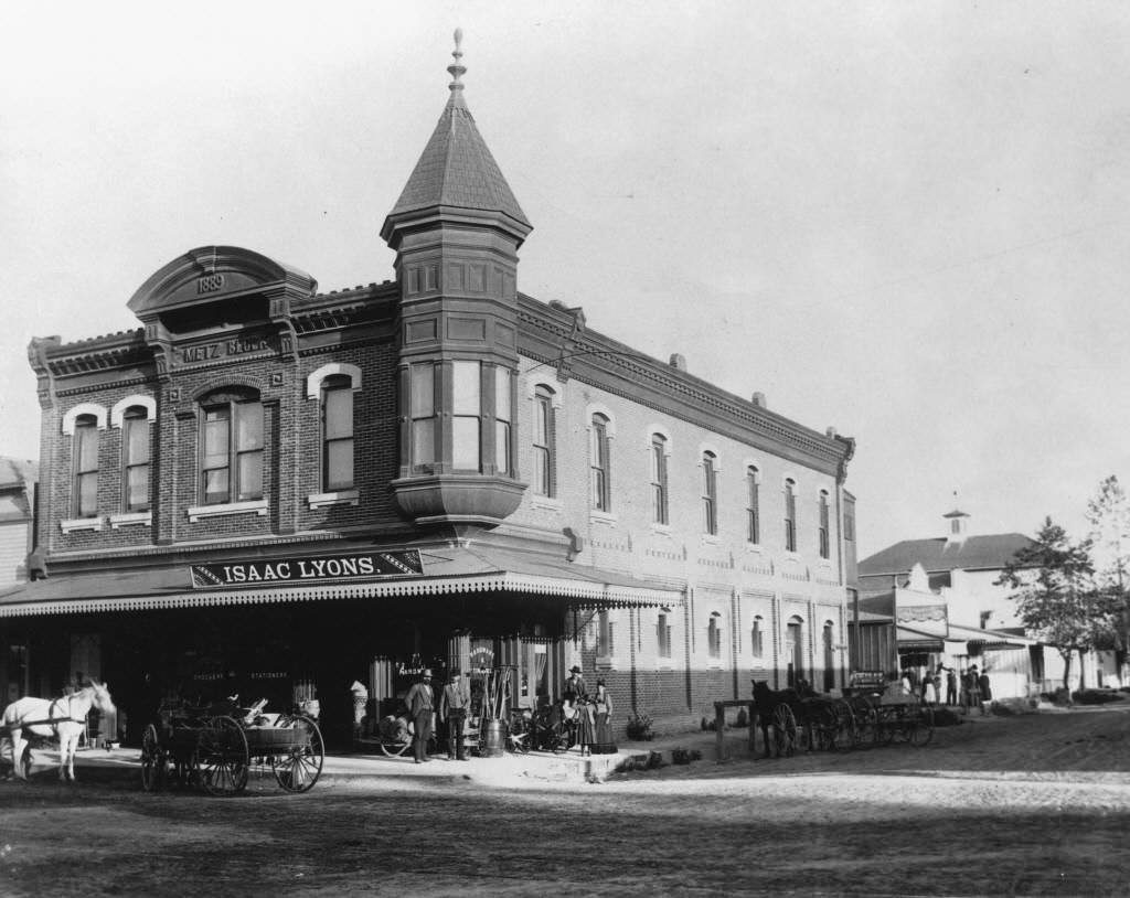 #21 Isaac Lyons Hardware Store, located in the Metz Building at 106 South Los Angeles St. (later Anaheim Blvd.), 1889