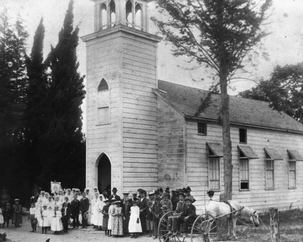 #26 St. Boniface Catholic Church, built in 1879, second building located on Cypress Street between the jail and the pumping plant, 1880