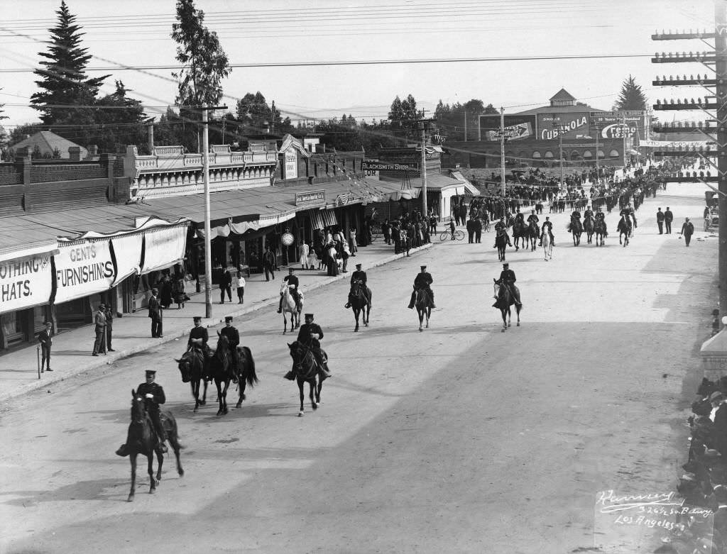 #85 Parade of Knights of Pythias Down Center Street, Anaheim, 1892