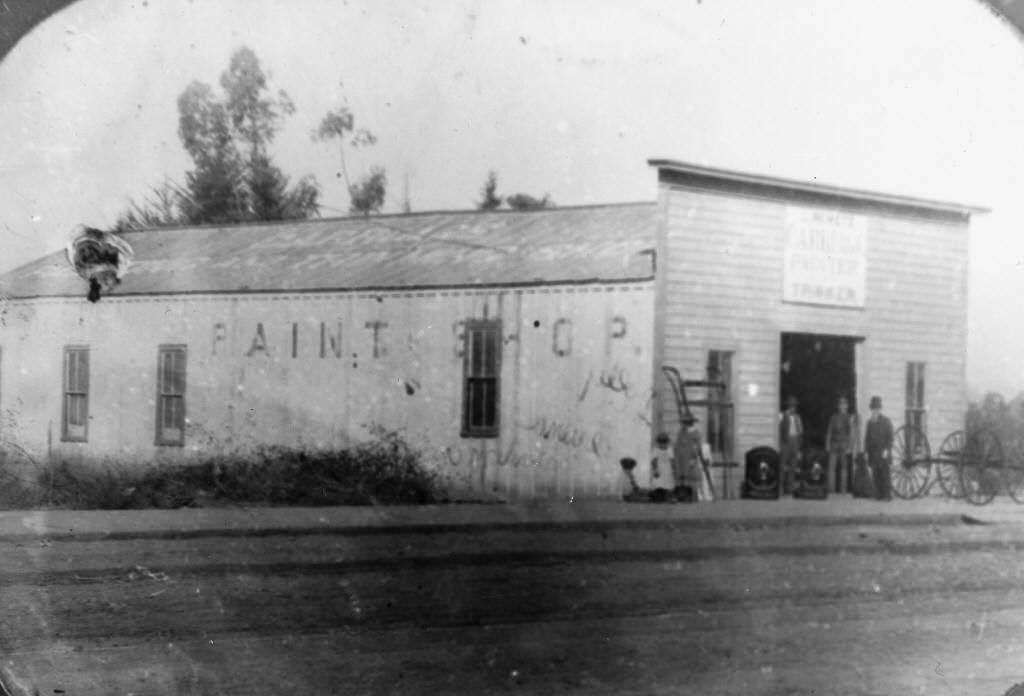 #90 Leopold Nemetz Paint Shop, located at 309 East Center Street (now Lincoln Ave.), Anaheim, 1899