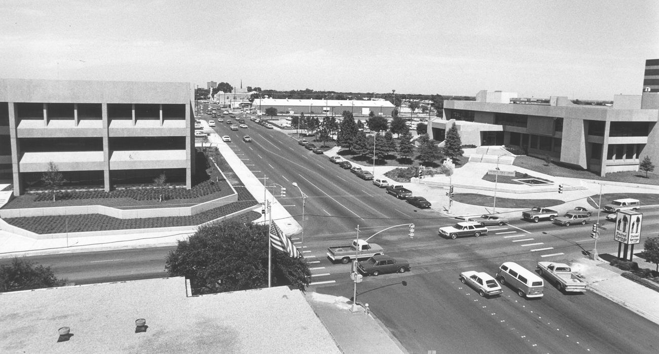 #43 Abram and Center streets, Arlington, Texas, 1970