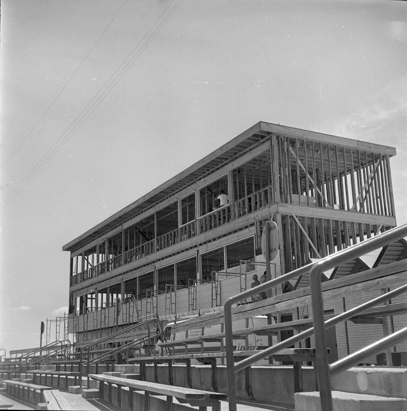 #59 Turnpike Stadium construction; two-level press box, Arlington, Texas, 1970