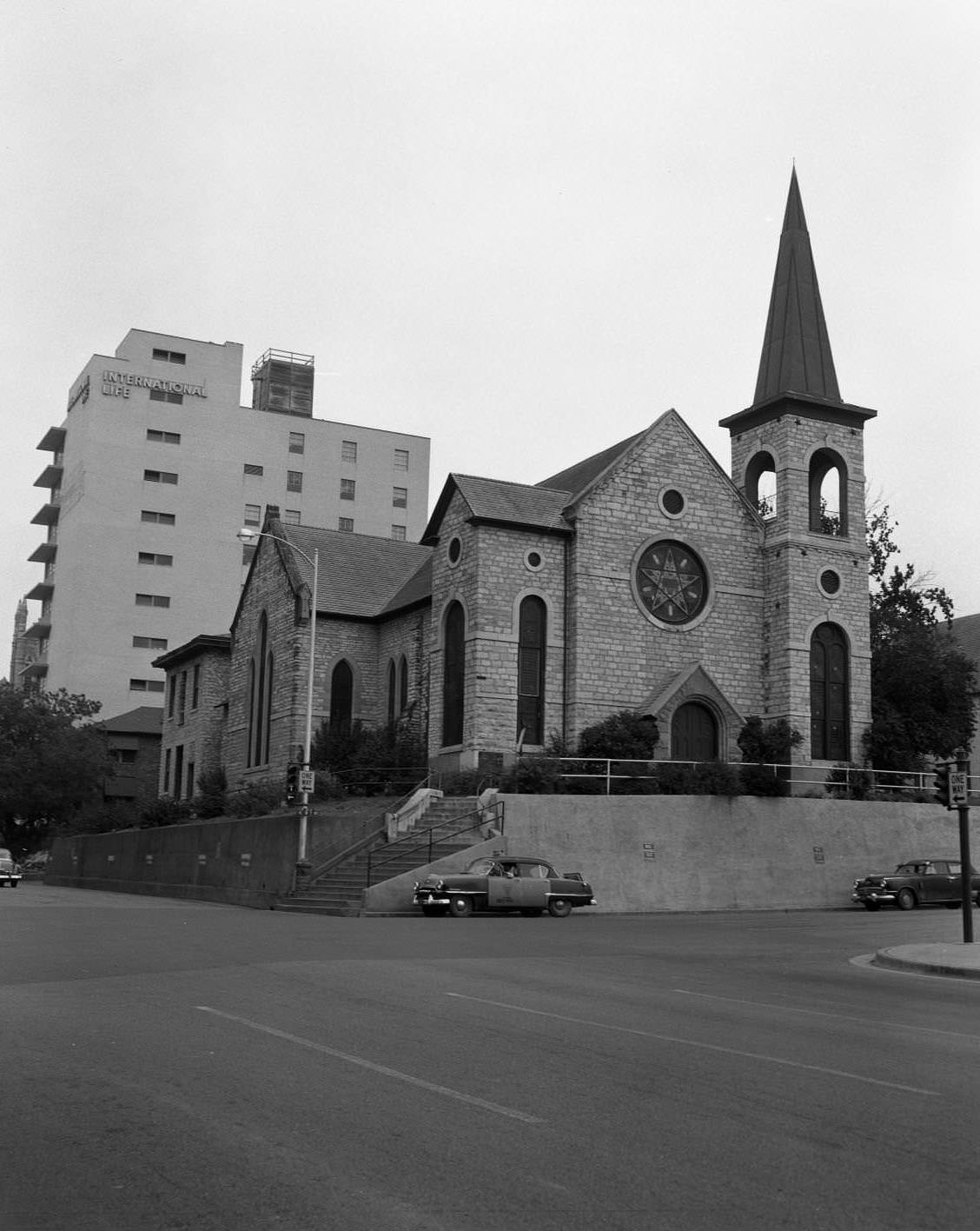 #40 Exterior of Church, Brazos and 8th St. looking north, 1950s