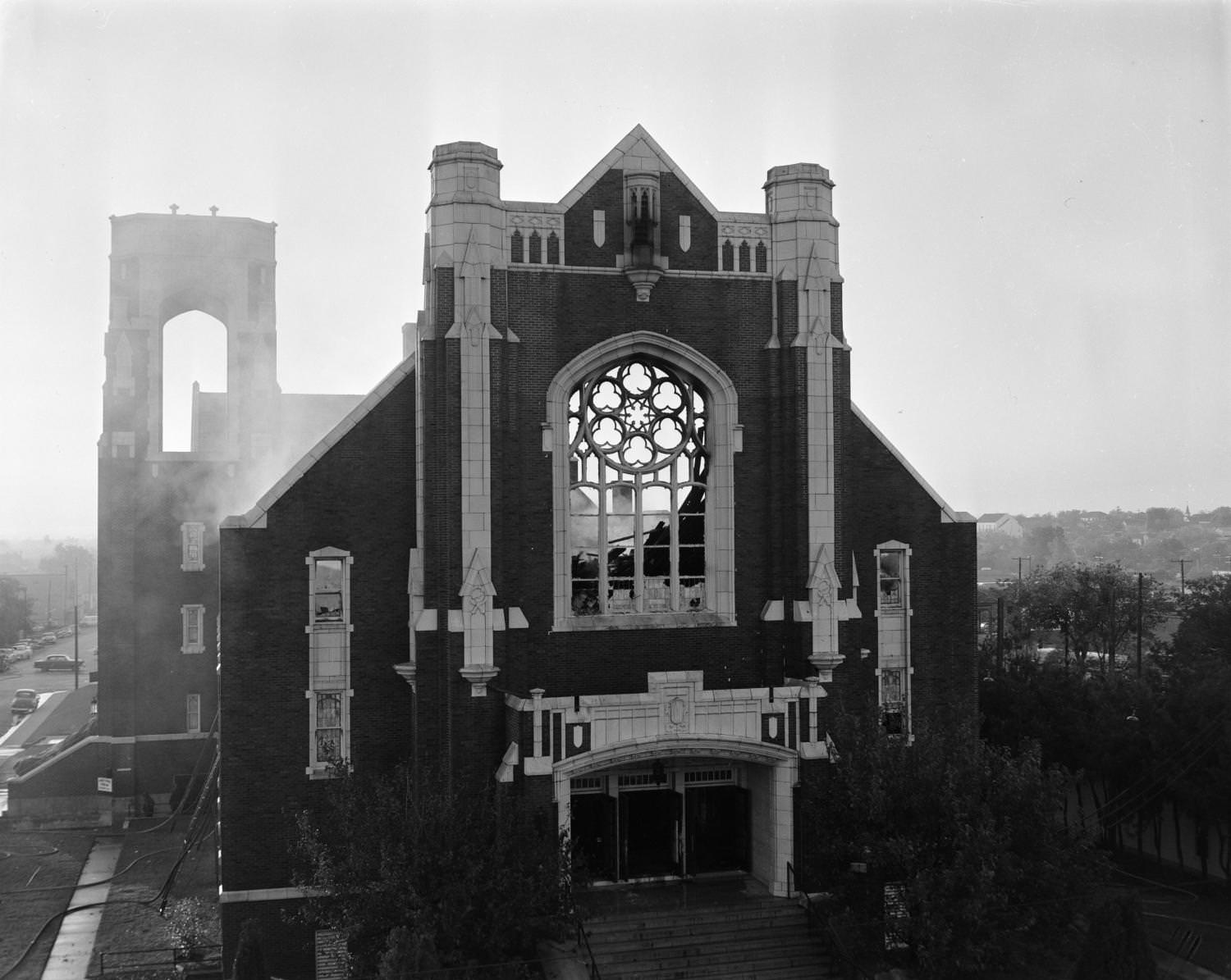 #84 Fire Damage on Austin Avenue Methodist Church, 1954
