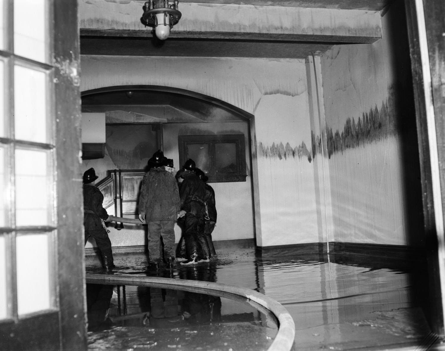#86 Firefighters Inside Austin Avenue Methodist Church, 1954
