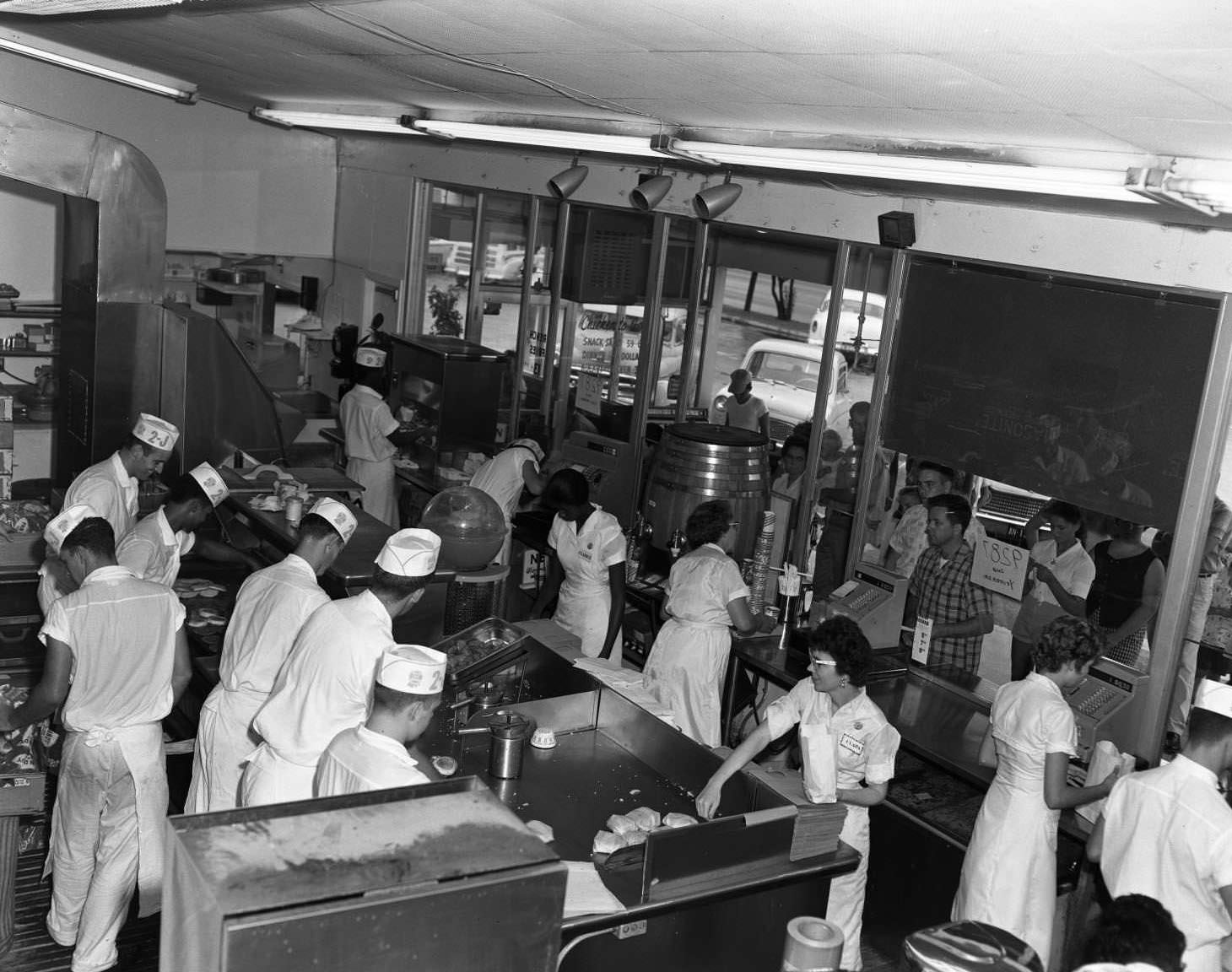 #28 Interior of 2-J Hamburger at North Lamar and 40th streets in Austin, Texas, 1960