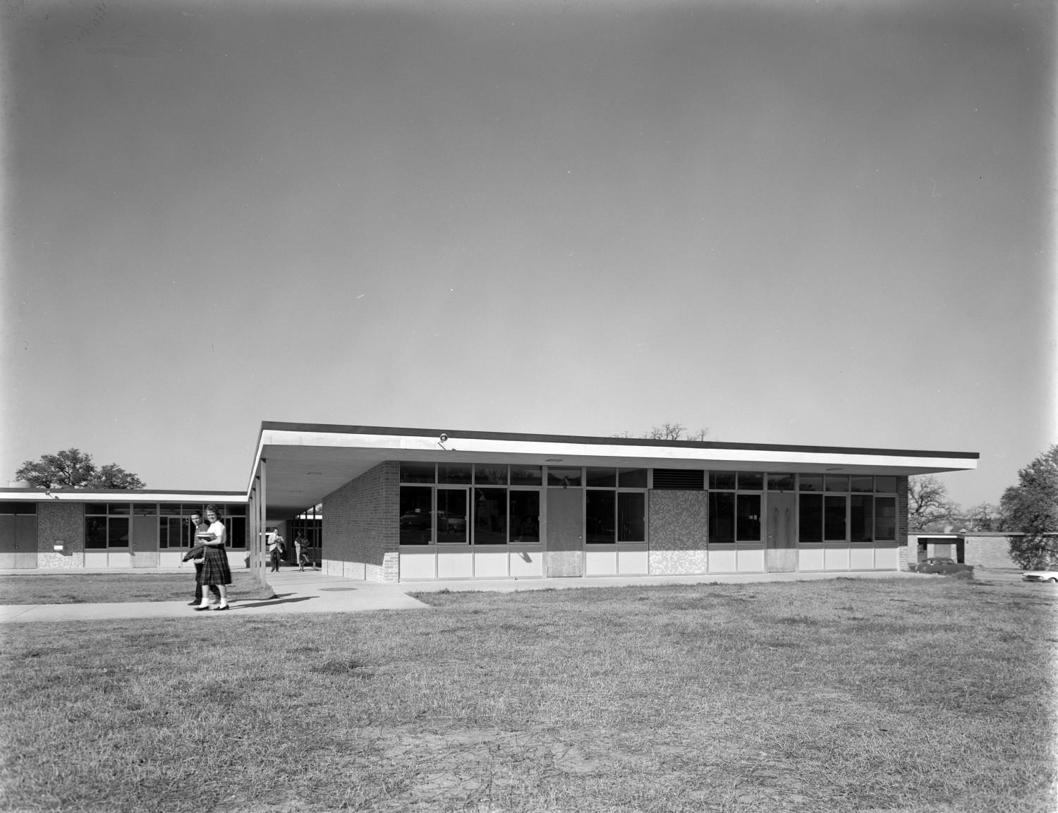#186 Students at School Building, 1961