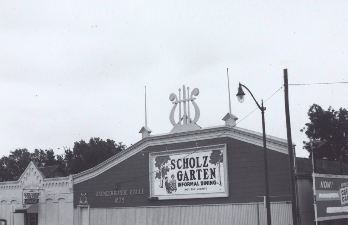#59 Saengerrunde Halle and Scholz Garten beer garden at 1607 San Jacinto, 1965