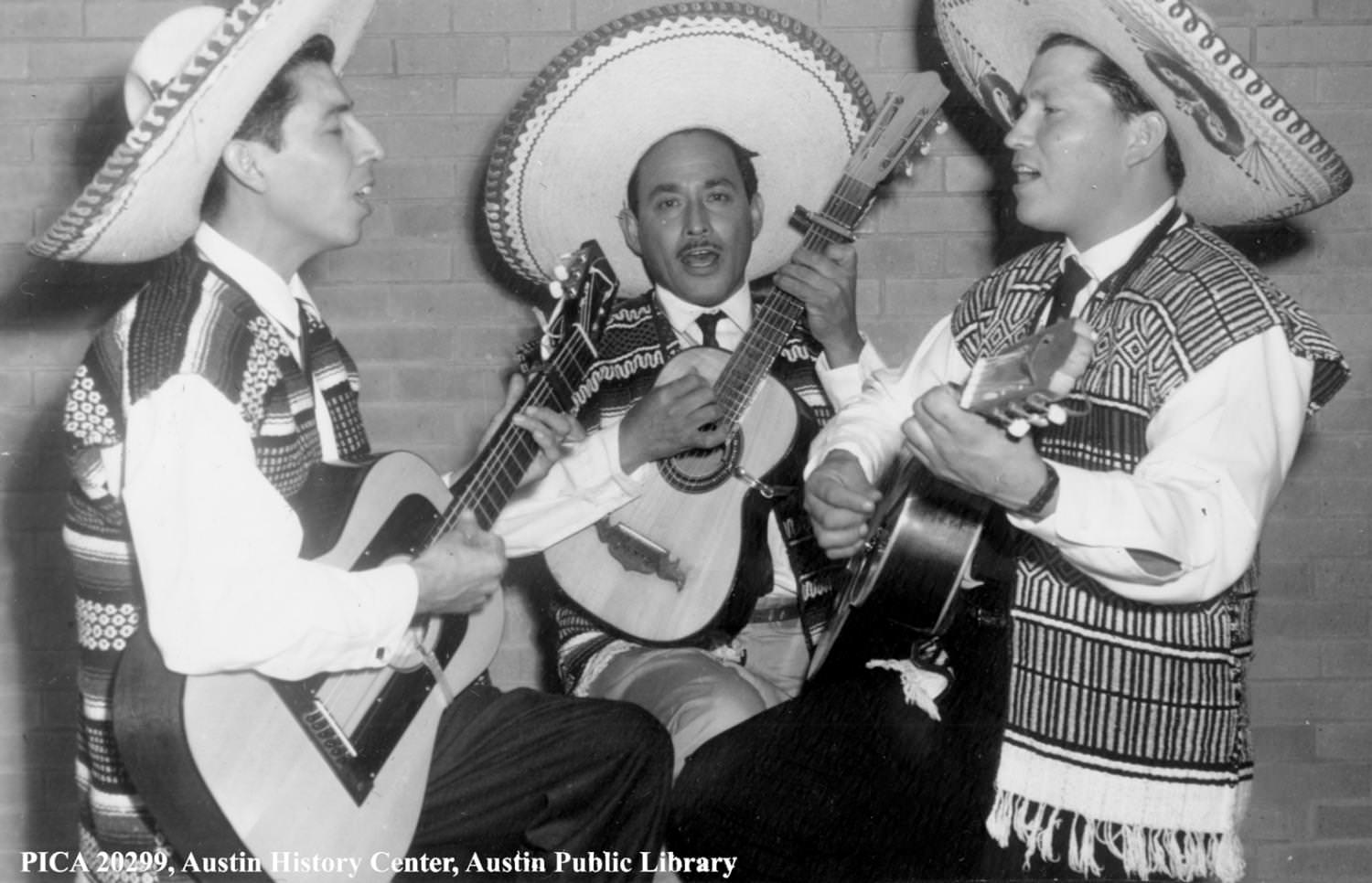 #103 A trio of Mexican mariachi musicians at the Pan American Recreation Center, 1965