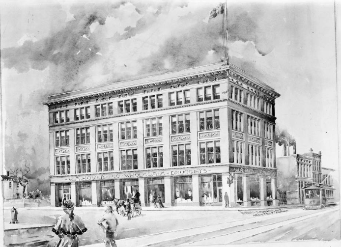 #180 Architectural drawing of the William A. Hover & Company building, 14th (Fourteenth) and Lawrence Street, Denver, 1900