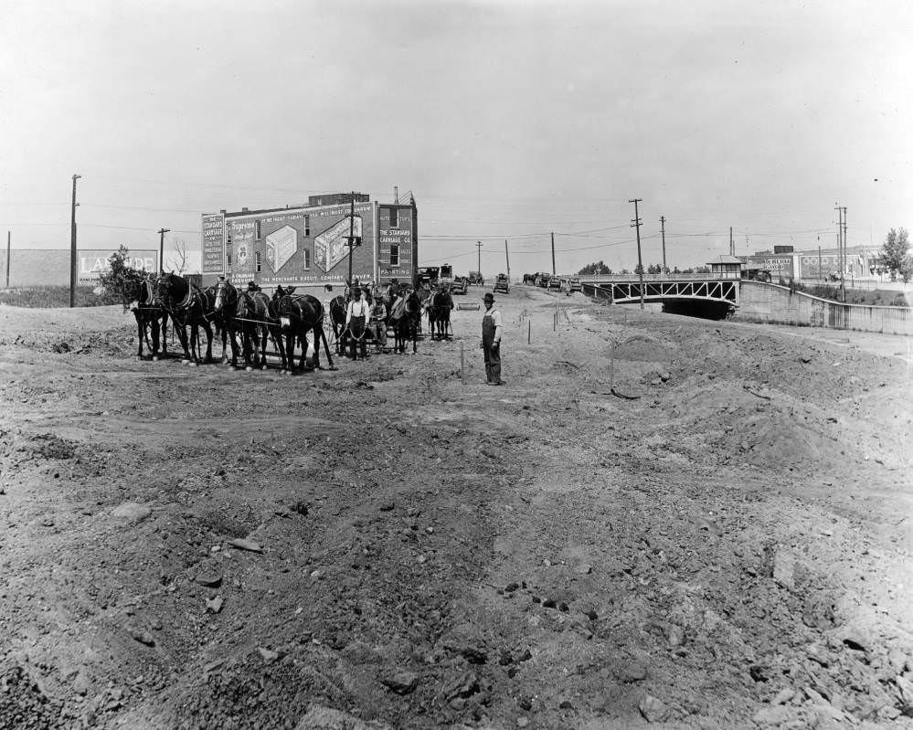 #82 View of Speer Boulevard construction, in Denver, 1900s