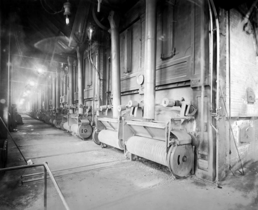 #83 Interior view of furnaces and machinery at the Denver Tramway Company power station in Denver, 1905